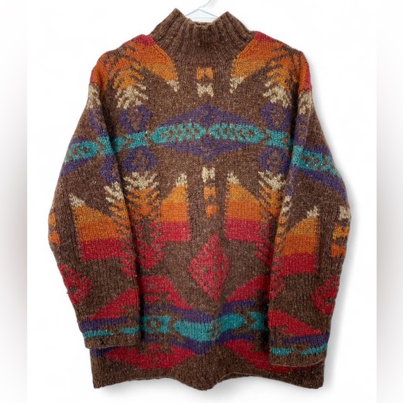 Lauren Ralph Lauren Sweaters - Women's Lauren Ralph Lauren Vintage Hand Knit Western Ombré Wool Sweater Small